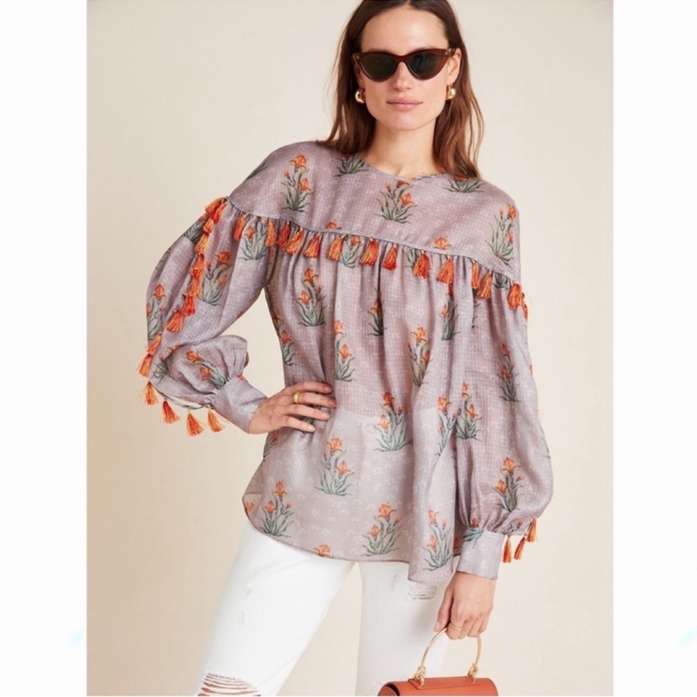 NWT Anthropologie Sachin Babi Acacia Tassel Blouse/Top Sz S